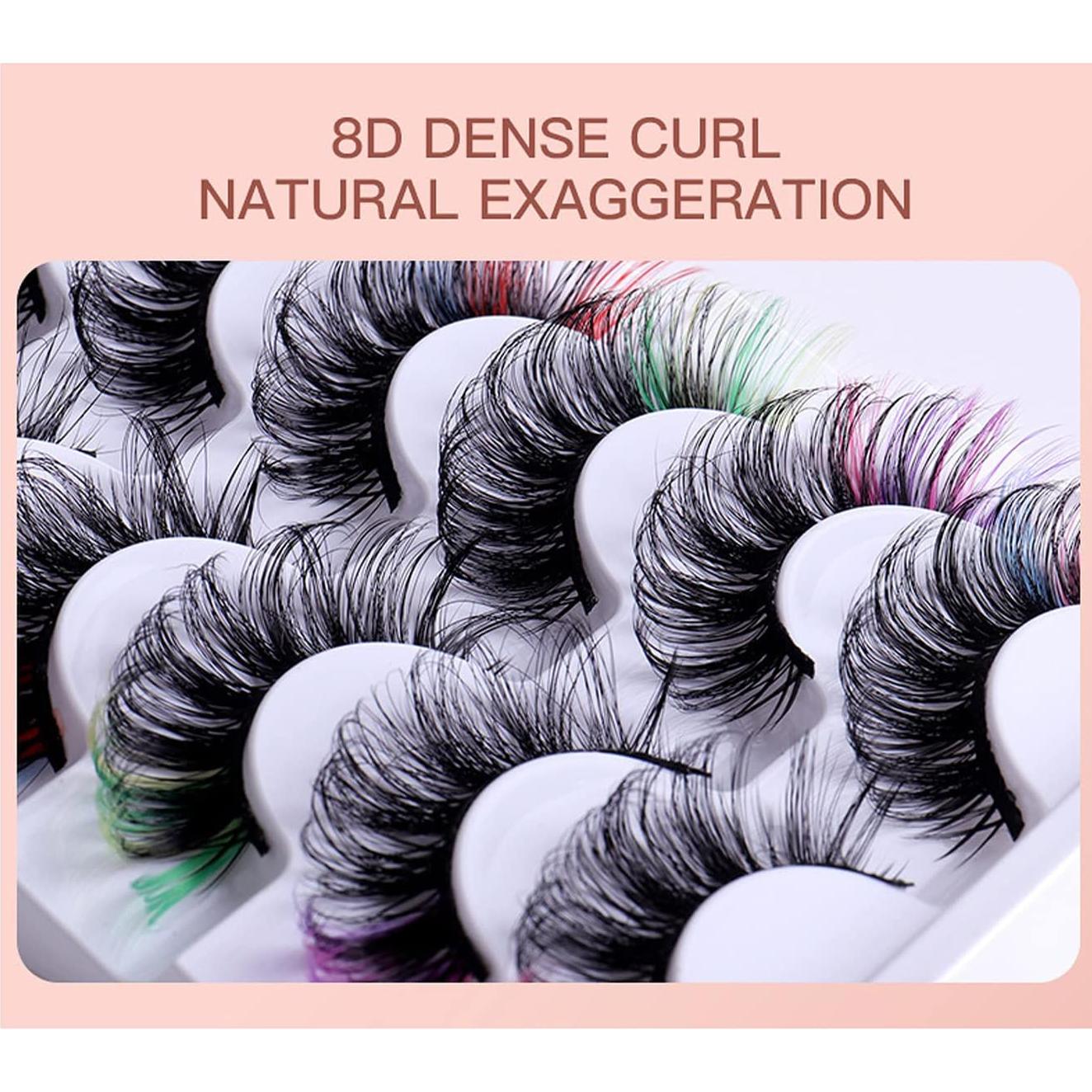 7 Pares de Pestañas Postizas Multicolor KUCKOW 3D Volumen