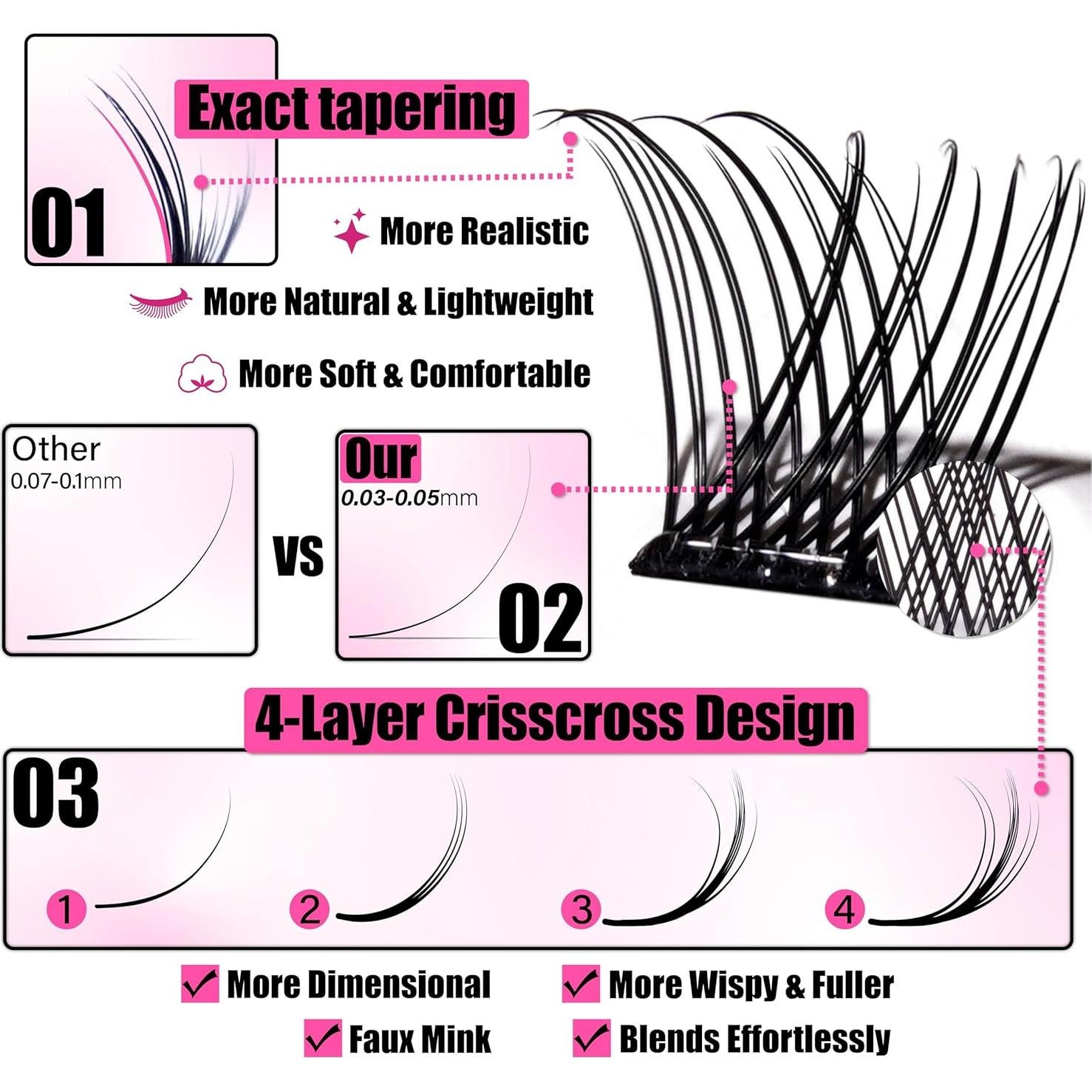Pestañas Autoadhesivas Reutilizables AJEAJE 72 Piezas 3D