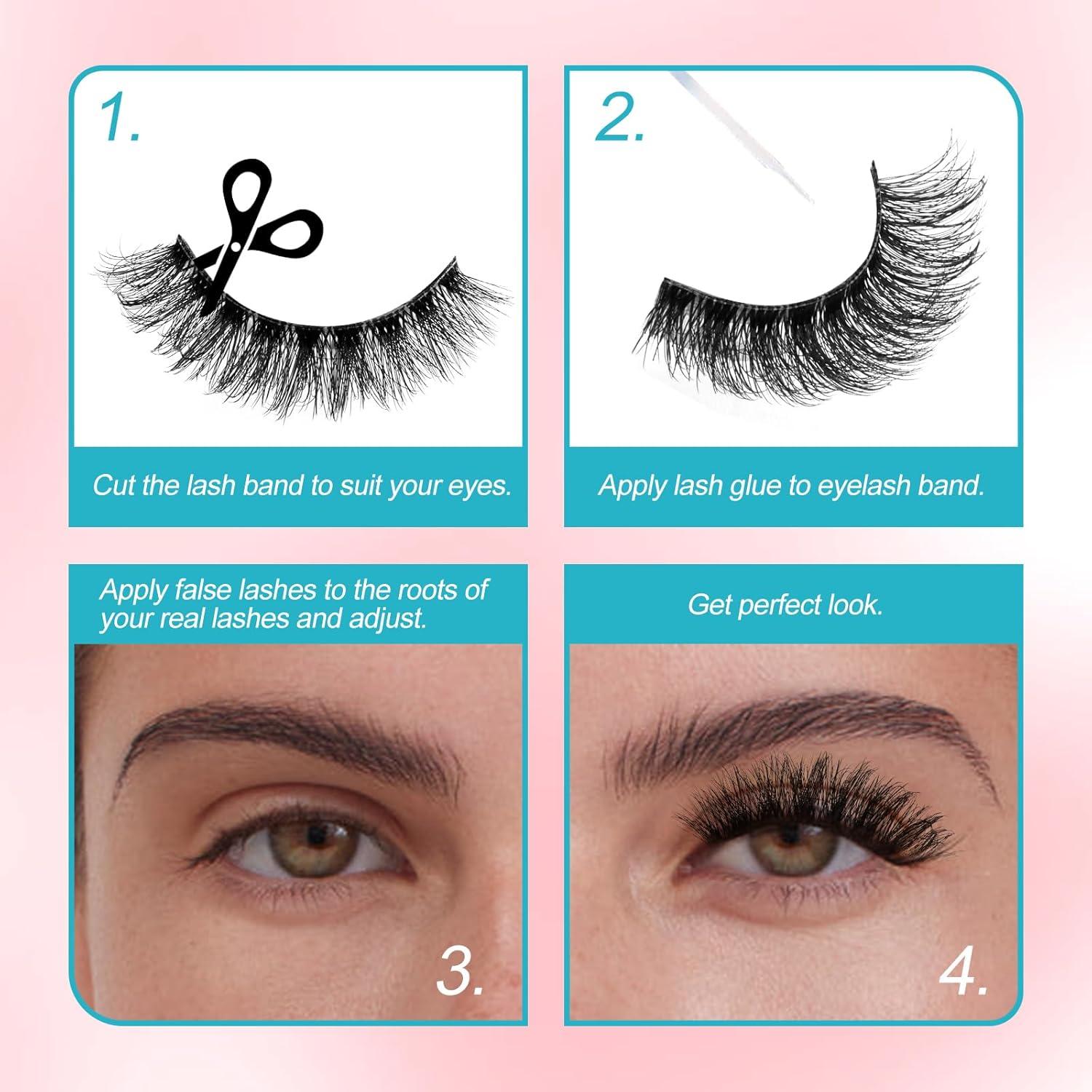 Kit de Pestañas Postizas GEMERRY A05 - 10 Pares + Pegamento 5ml