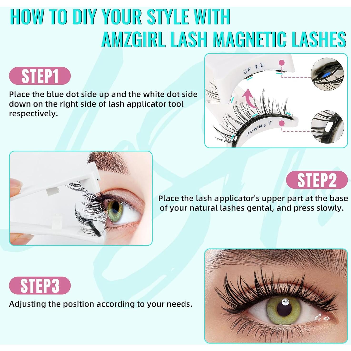 Kit de Pestañas Magnéticas AMZGIRL - 2 Pares Reutilizables