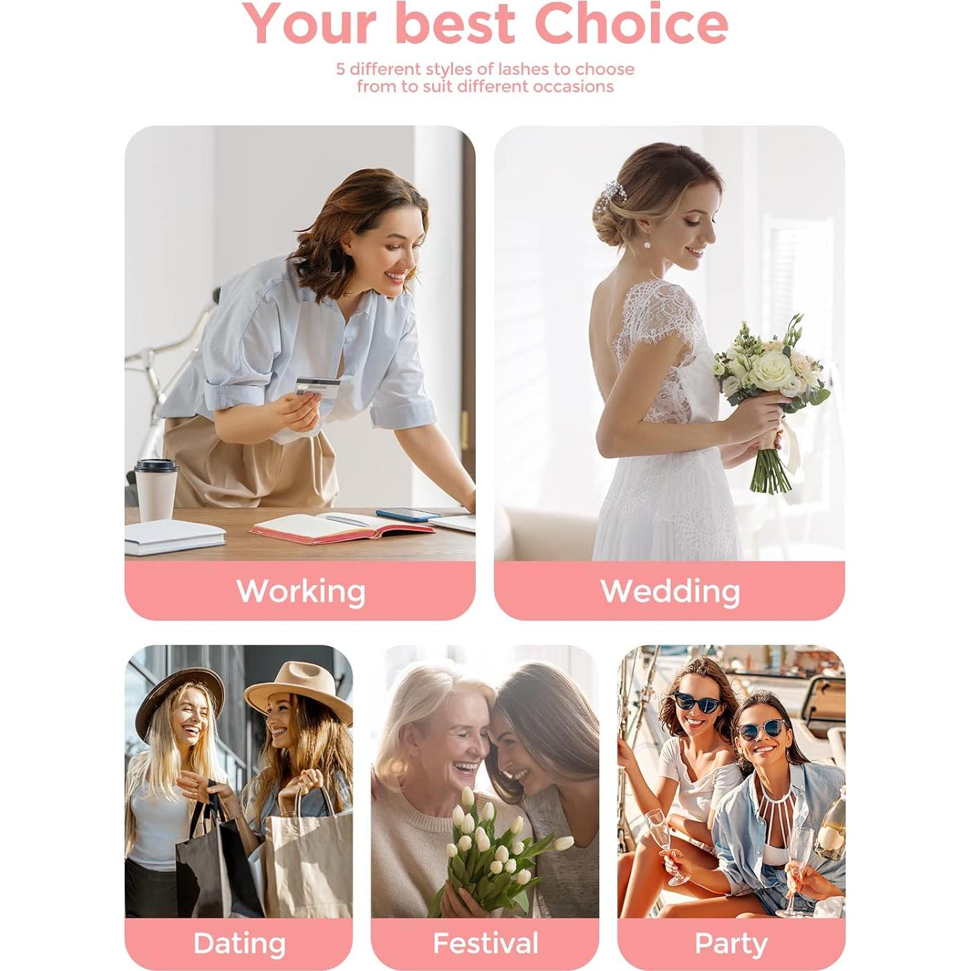 Kit de Pestañas Magnéticas Reutilizables con Delineador - 5 Pares