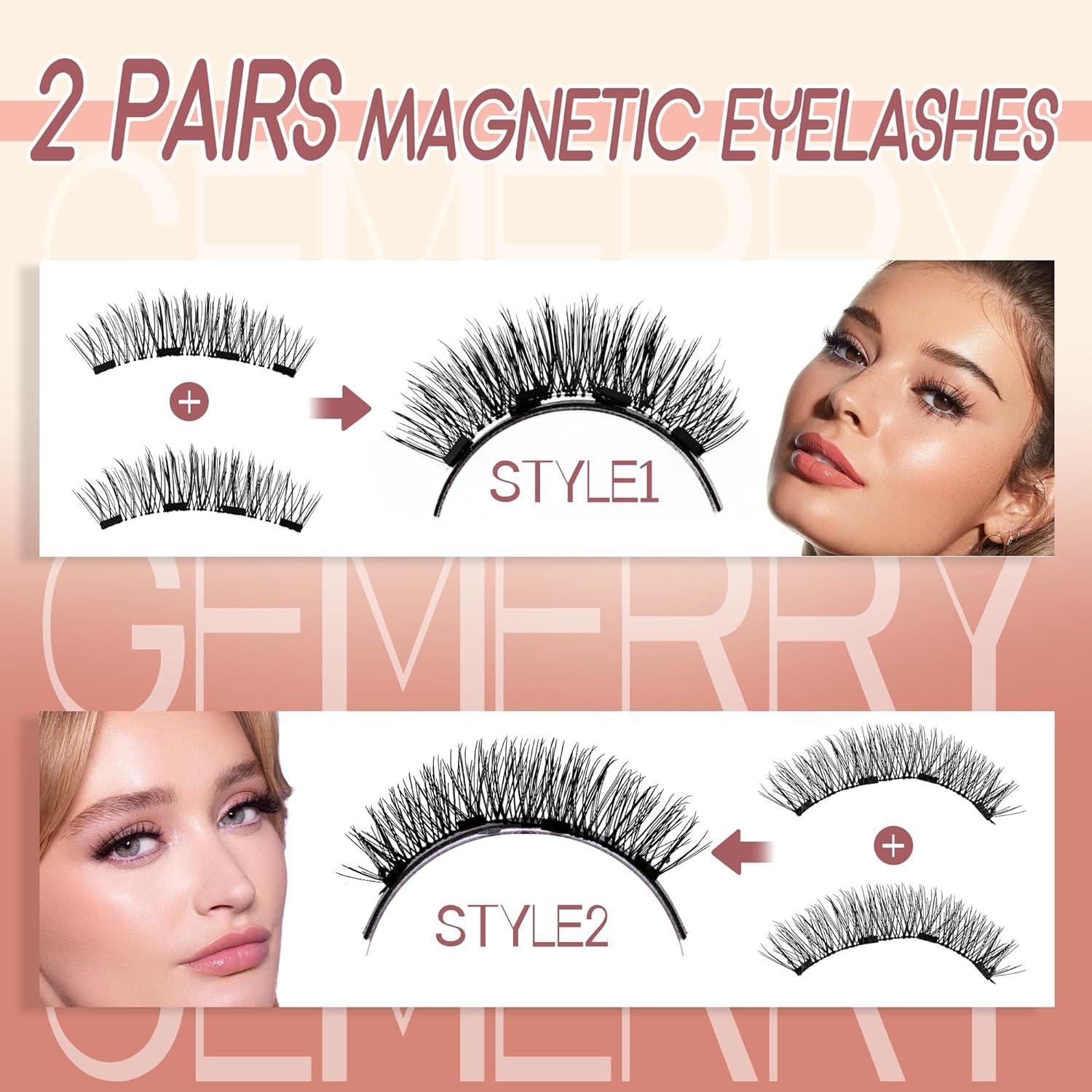 Kit de Pestañas Magnéticas GEMERRY 2 Pares con Aplicador