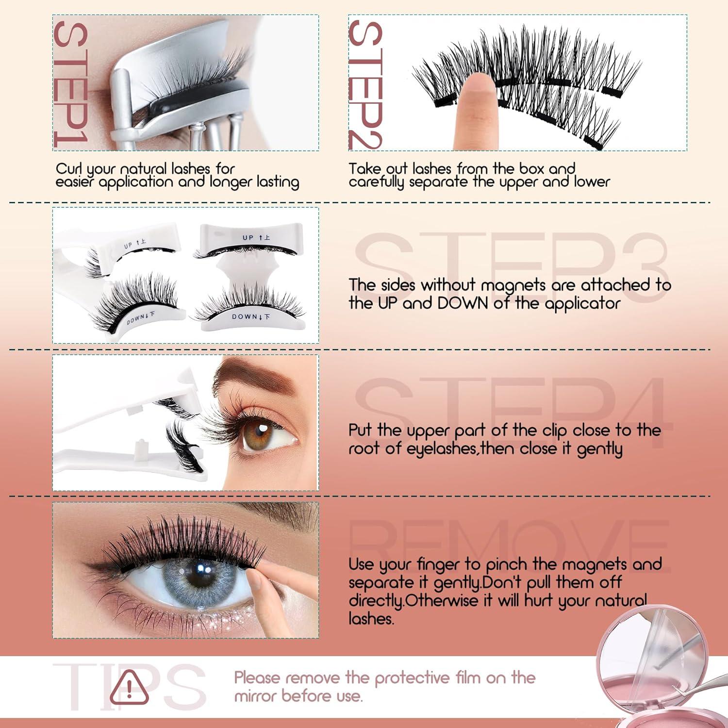 Kit de Pestañas Magnéticas GEMERRY 2 Pares con Aplicador