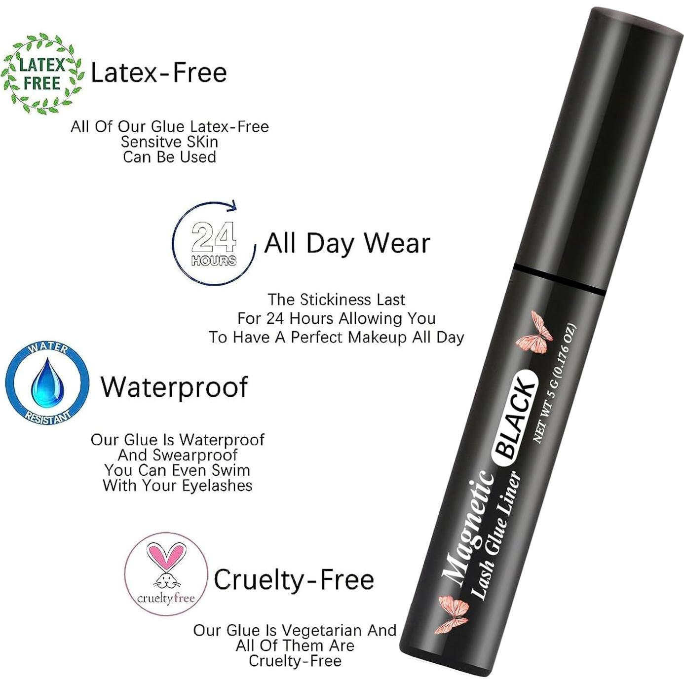 Delineador Magnético HSKIE 3 Tubos Negro - Sujeción Fuerte