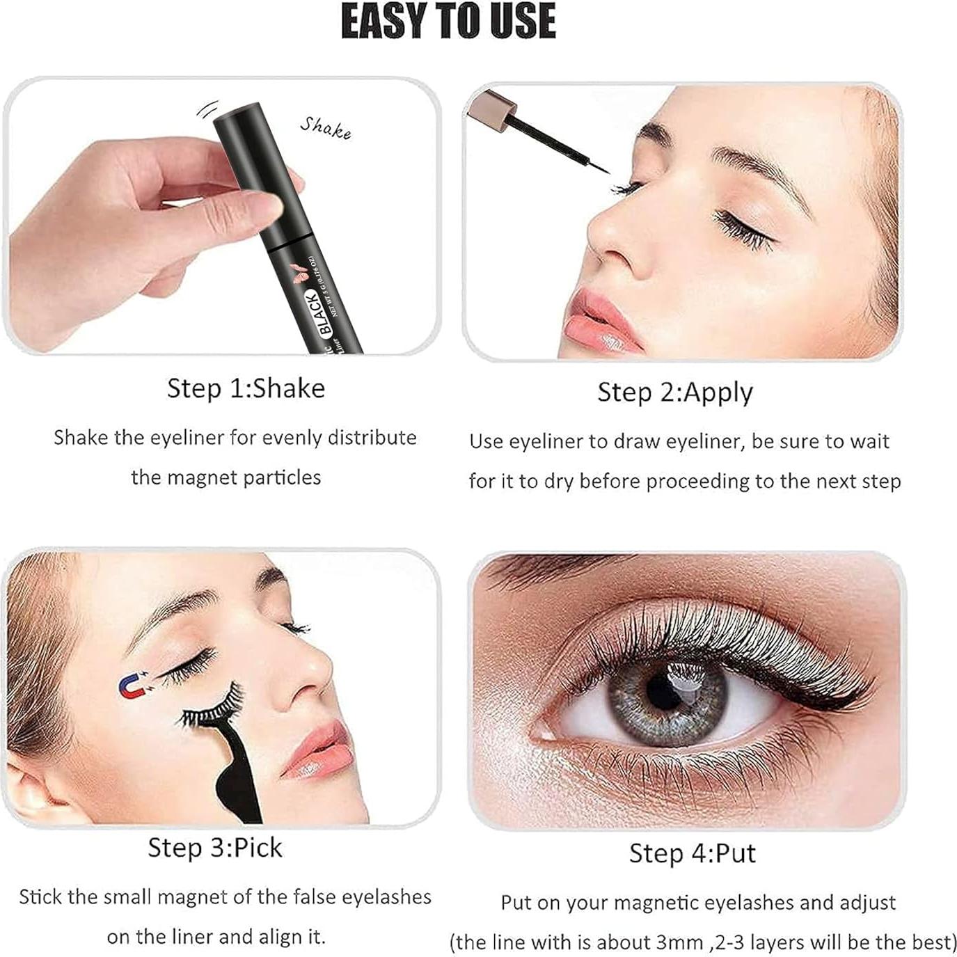 Delineador Magnético HSKIE 3 Tubos Negro - Sujeción Fuerte