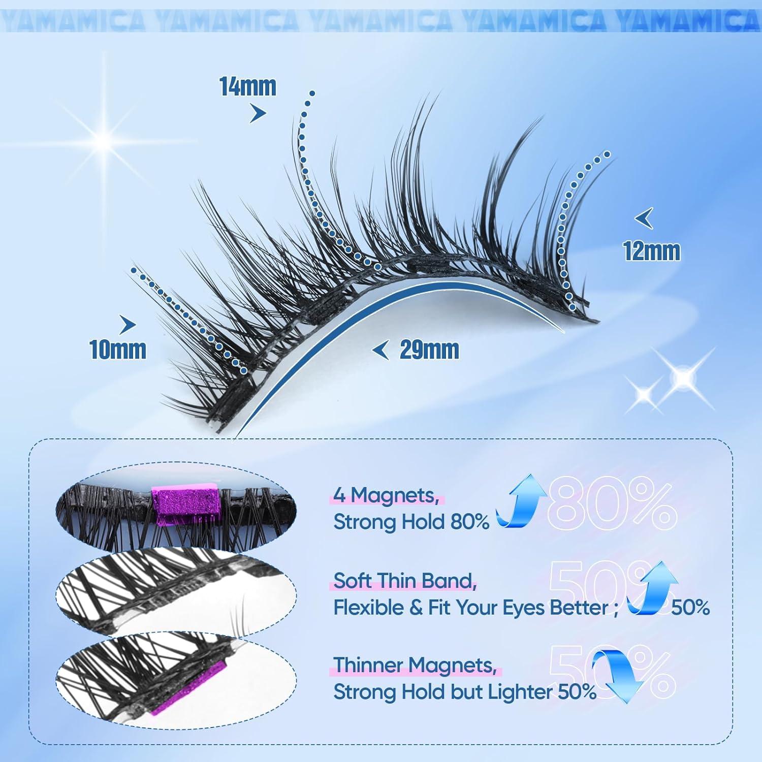 Pestañas Magnéticas Naturales Yawamica con Aplicador 14mm