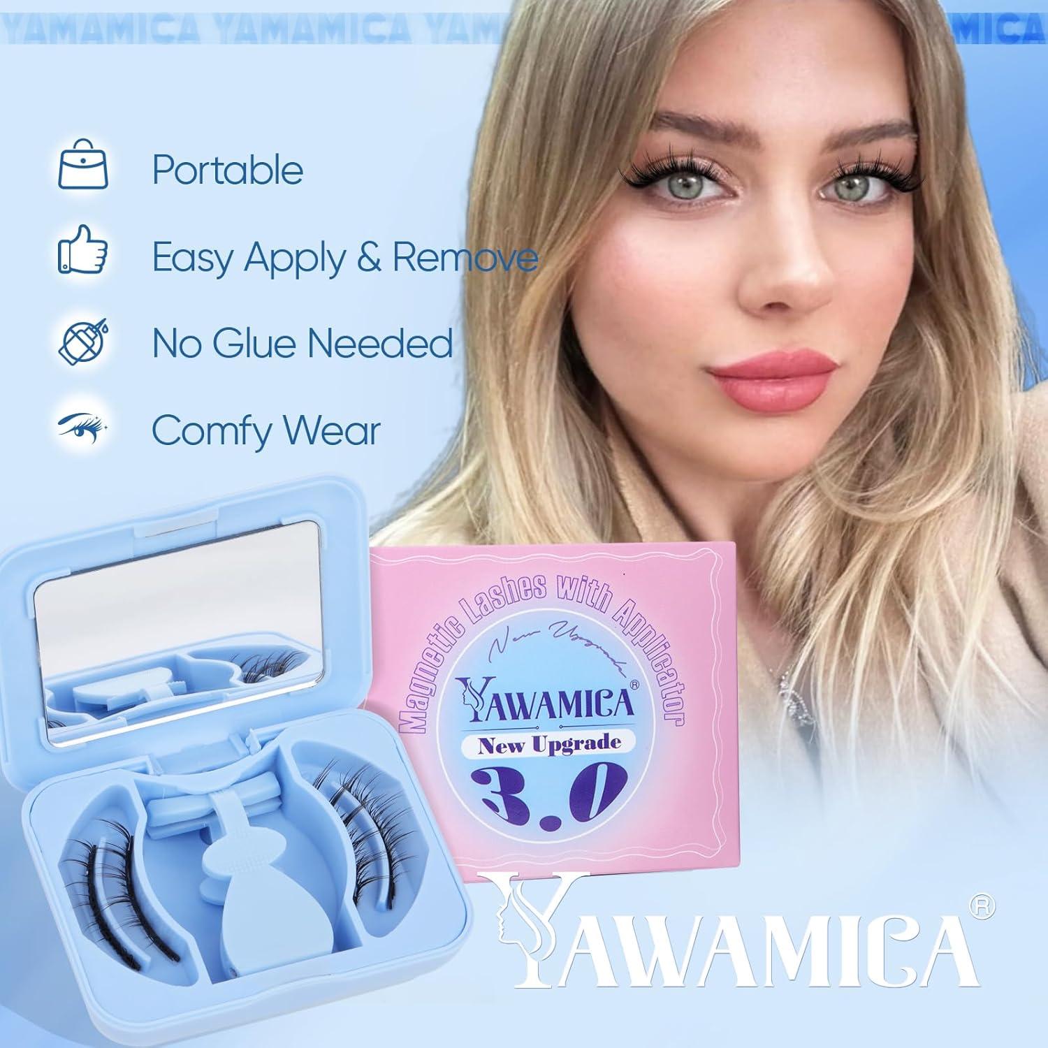 Pestañas Magnéticas Naturales Yawamica con Aplicador 14mm