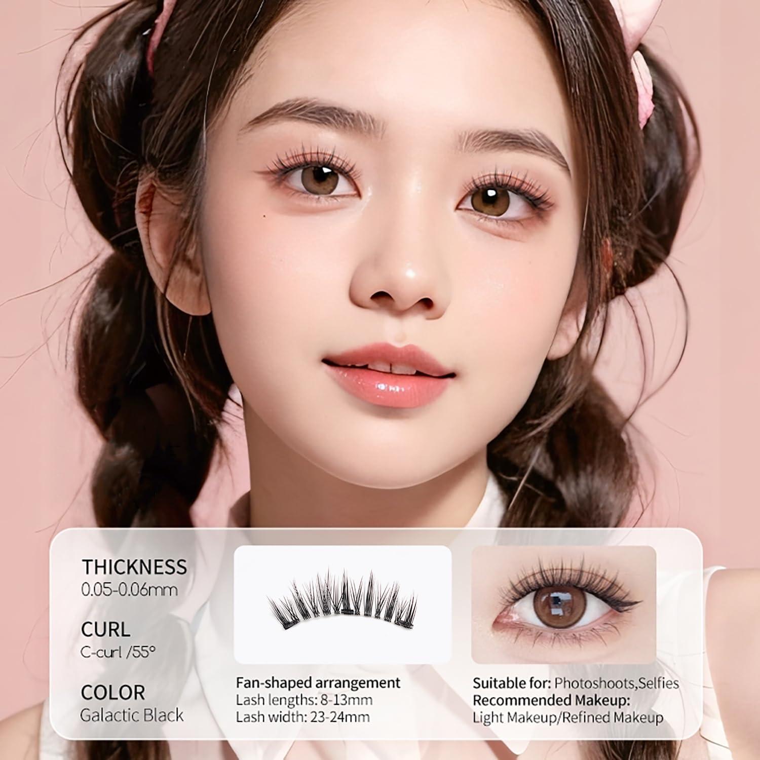 Pestañas Magnéticas Reutilizables HDJCCY - 2 Pares Naturales