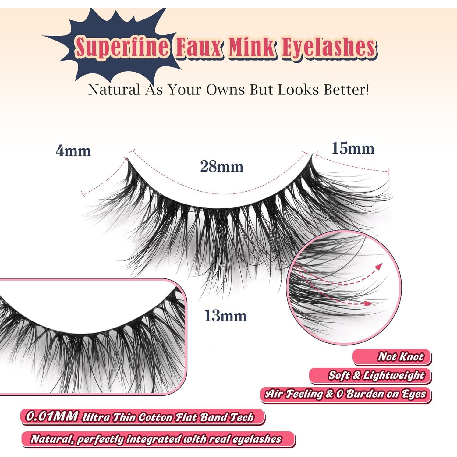 Pestañas de Ojo de Gato Siligli 15mm Wispy Naturales 7 Paquetes