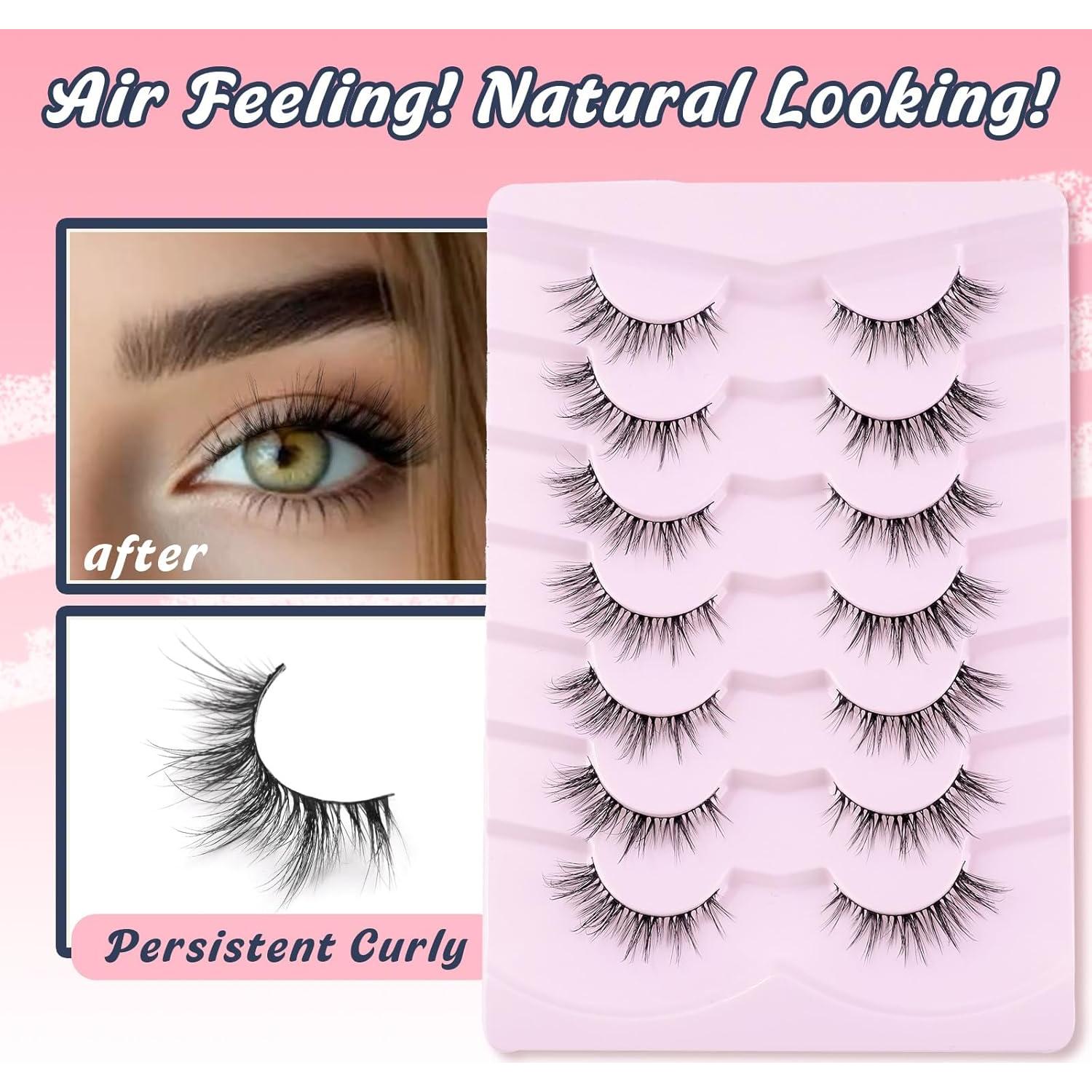 Pestañas de Ojo de Gato Siligli 15mm Wispy Naturales 7 Paquetes