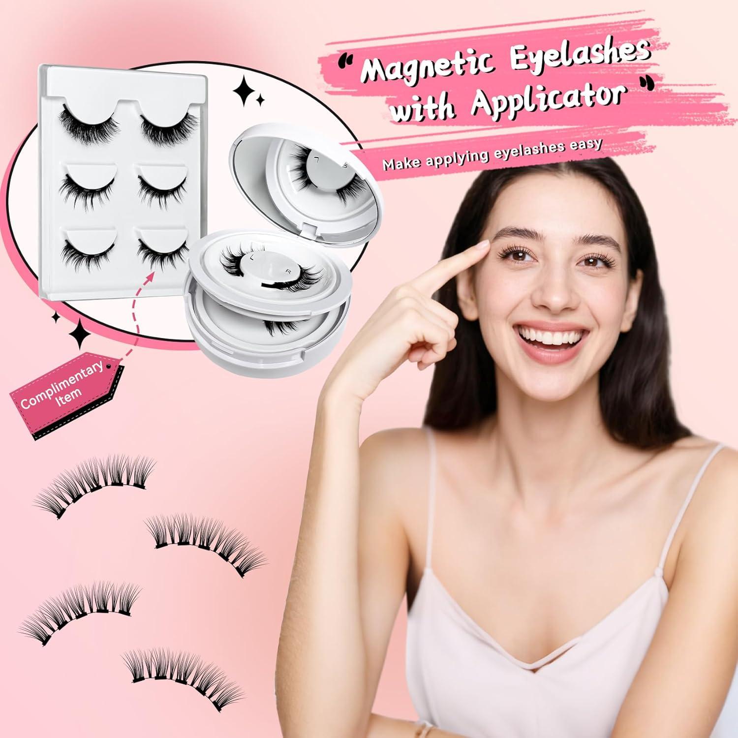 Pestañas Magnéticas Reutilizables DeraNnxy 5 Pares con Aplicador