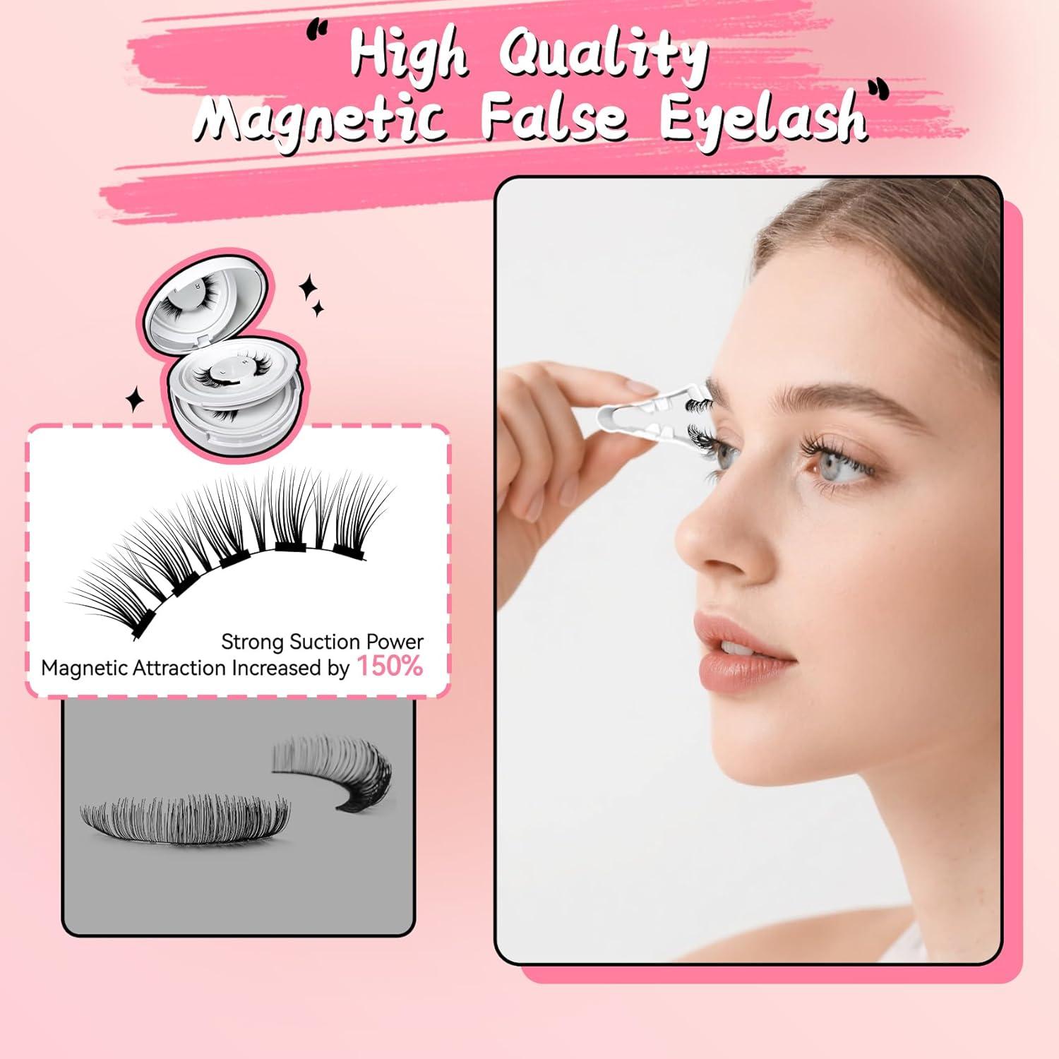 Pestañas Magnéticas Reutilizables DeraNnxy 5 Pares con Aplicador