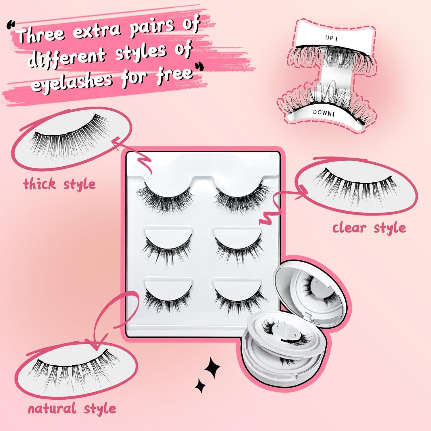 Pestañas Magnéticas Reutilizables DeraNnxy 5 Pares con Aplicador