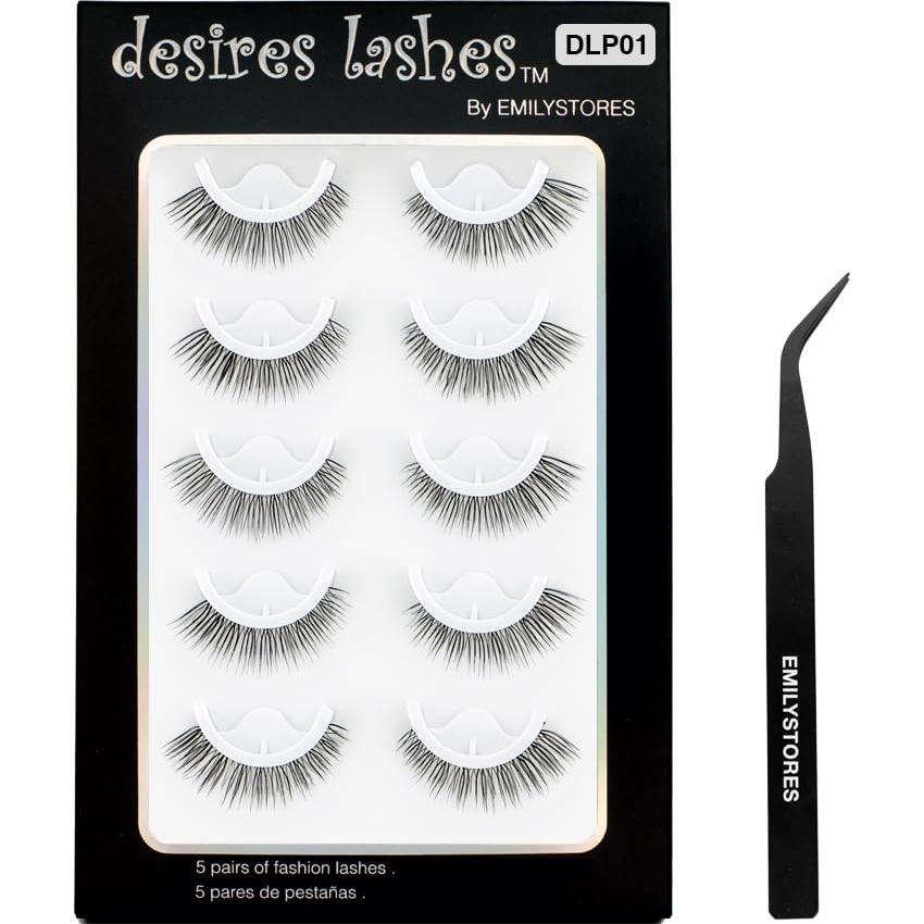 Pestañas Postizas Pre-Adhesivas EMILYSTORES DLP01 - 5 Pares