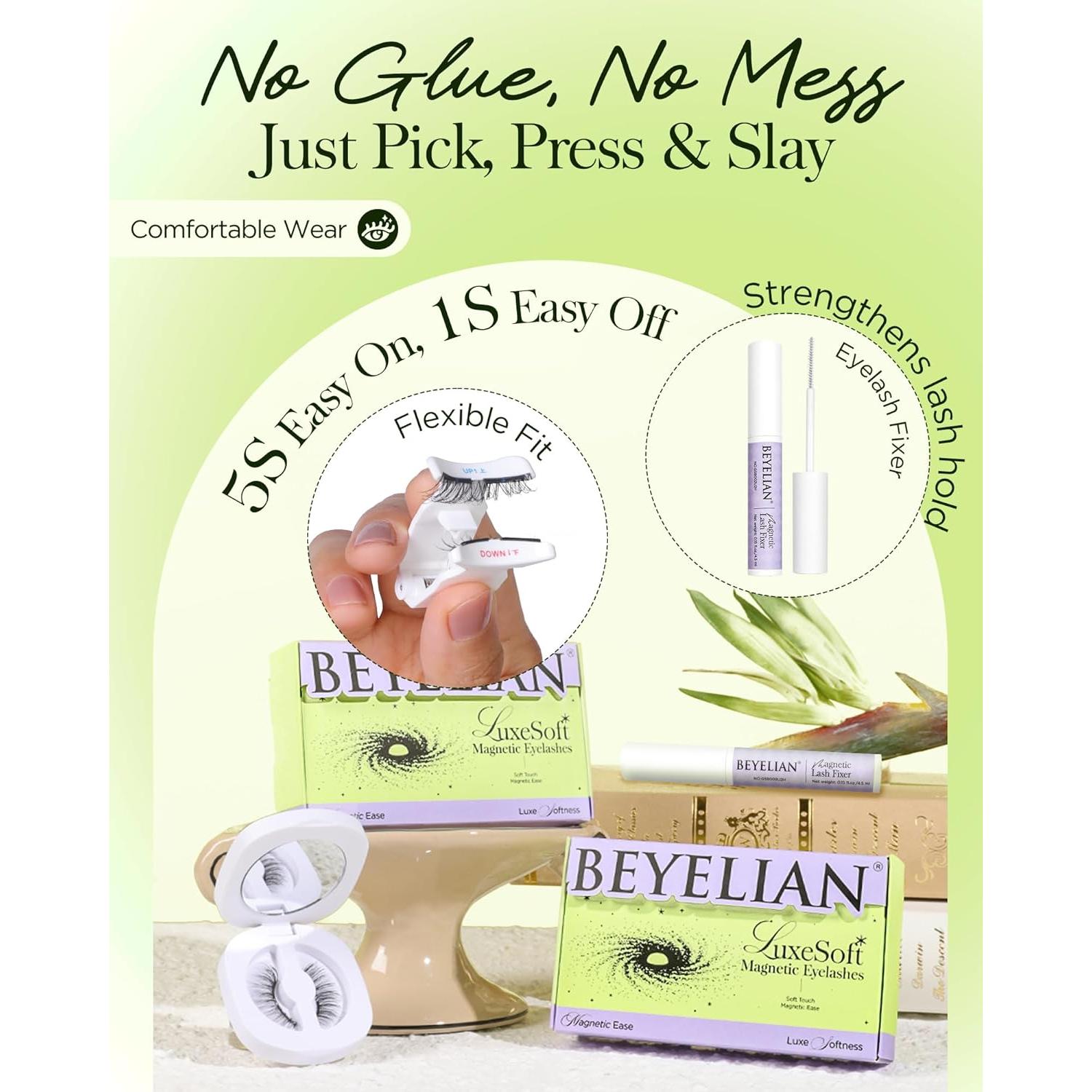 Pestañas Magnéticas Suaves BEYELIAN con Aplicador y Fijador