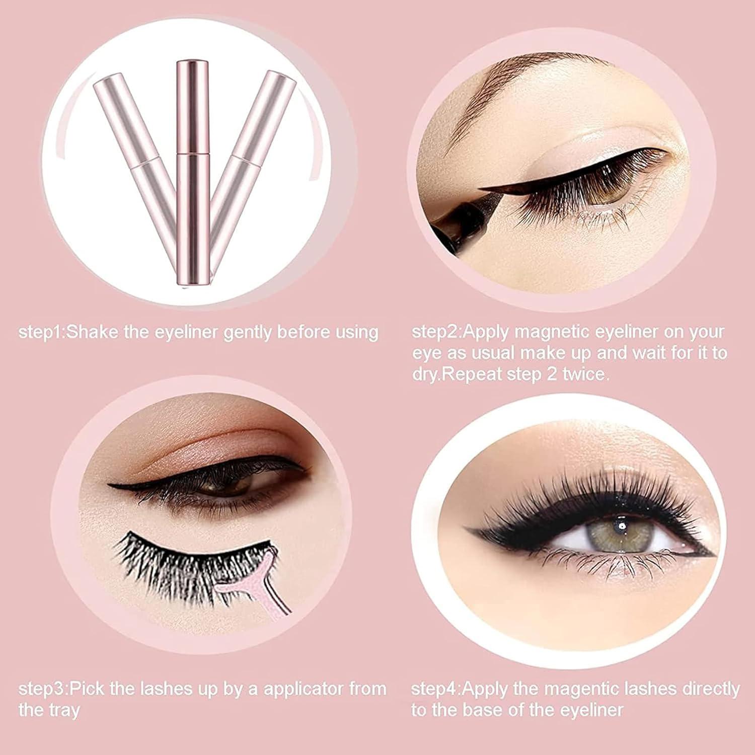 Kit de Pestañas Magnéticas 6D Miaowang con Delineador y Pinzas