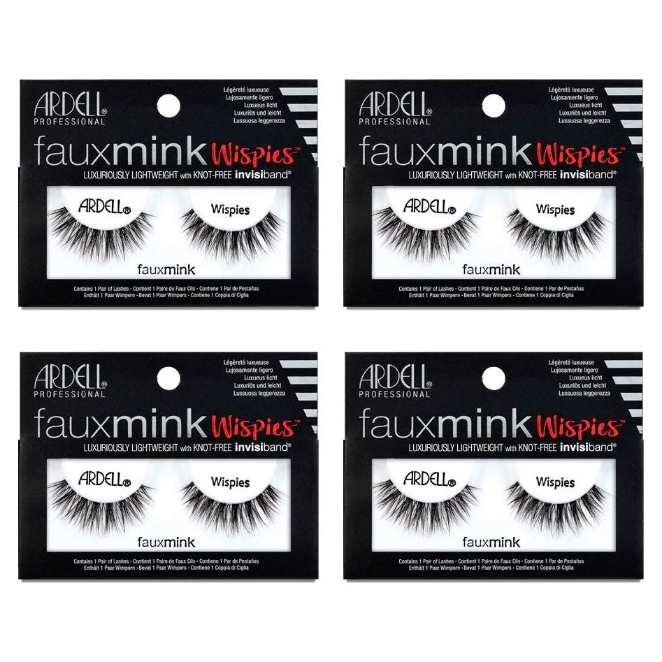 Pestañas Ardell Faux Mink Wispies - 4 Paquetes Reutilizables Ligeras