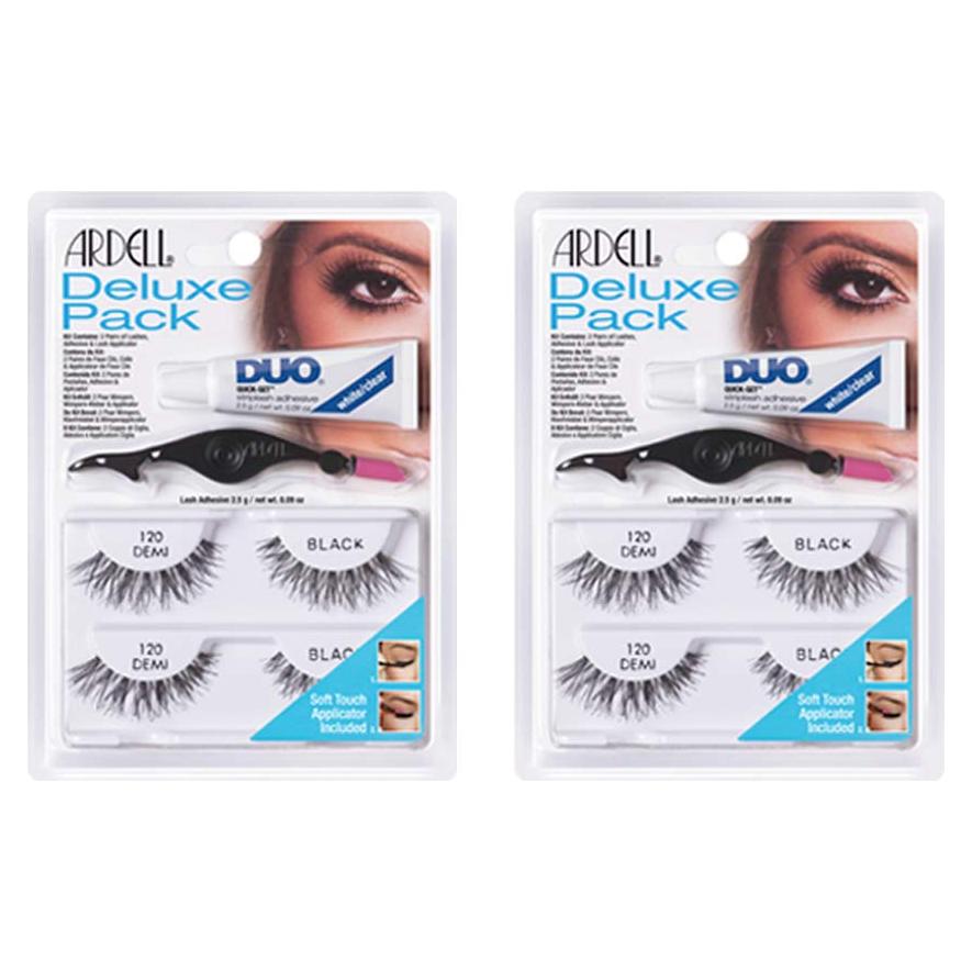 Paquete Deluxe Pestañas Postizas Ardell #120 Demi - Negro, 2 Pares