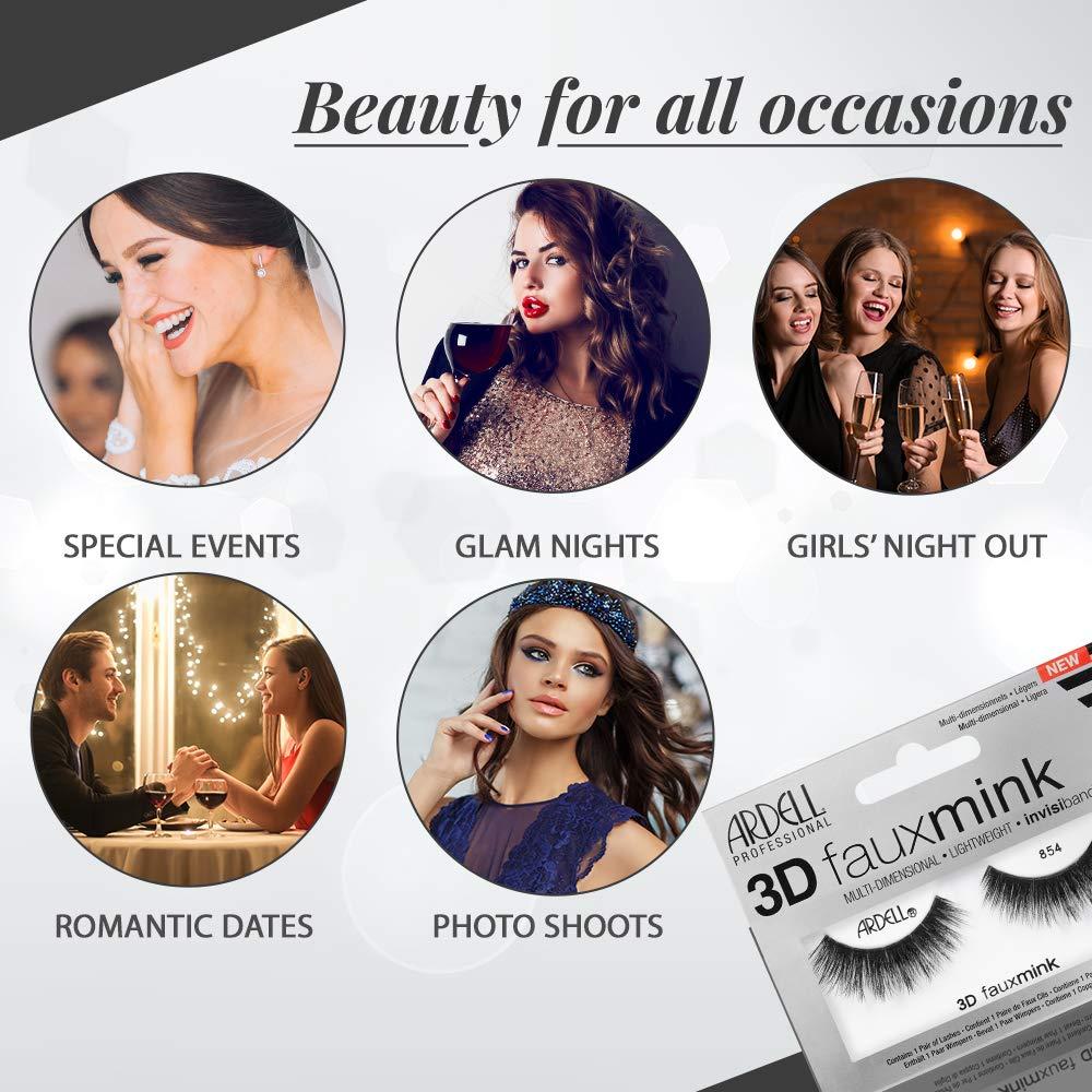 Pestañas Postizas Ardell 3D Piel Sintética 854 - 4 Pares Ultra-Esponjosas