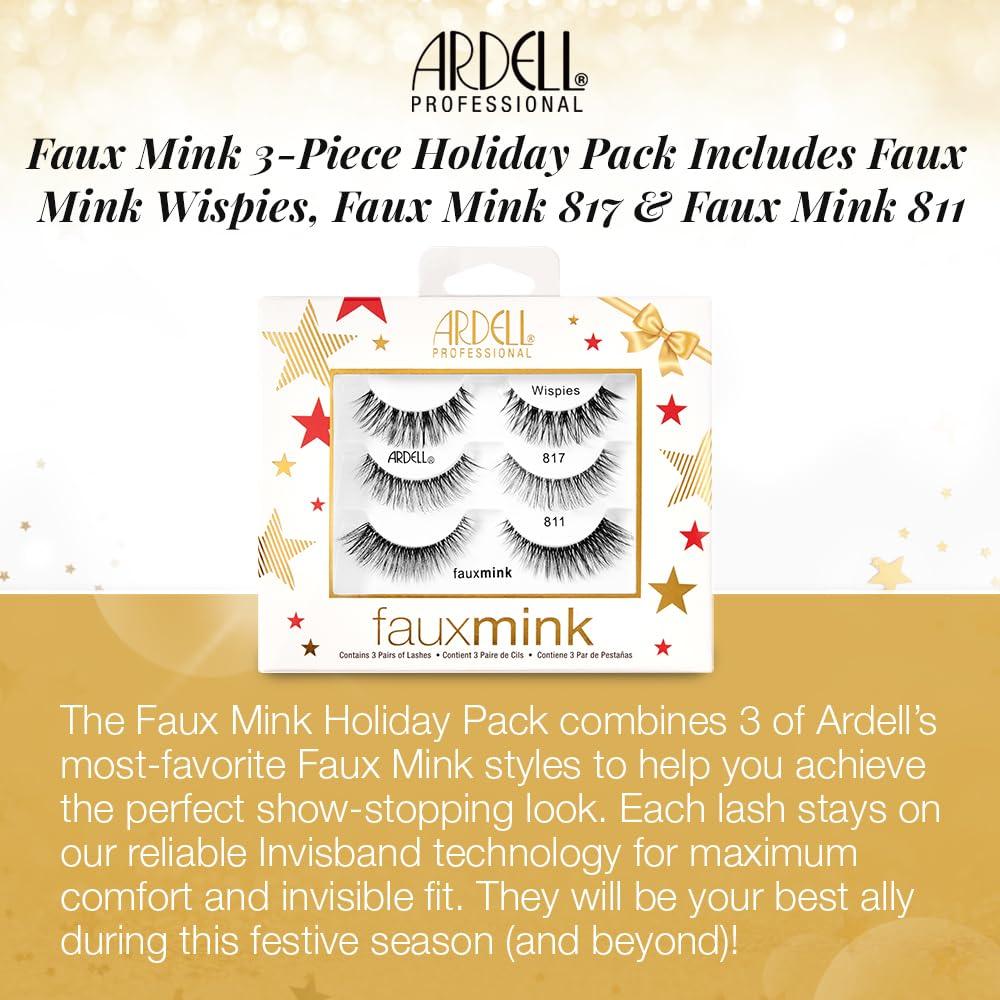 Conjunto de Pestañas Postizas Ardell Faux Mink - 3 Pares