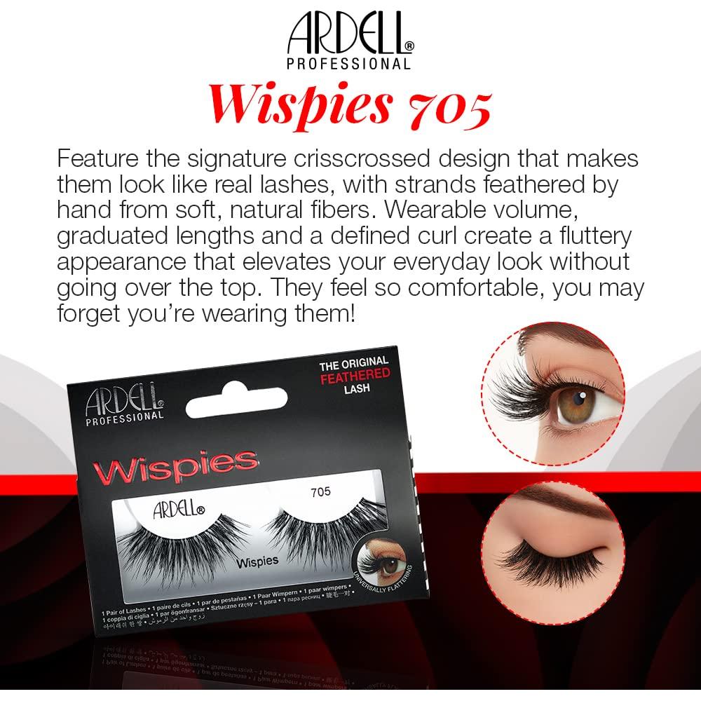 Pestañas Postizas Ardell Wispies 705 - Largas y Naturales, 1 Par