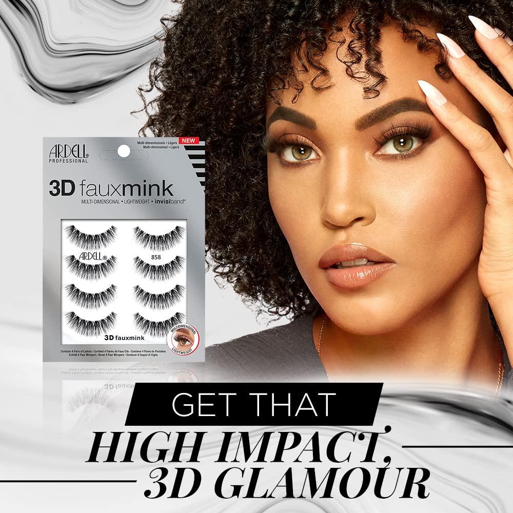 Pestañas Postizas Ardell 3D Visón Sintético 858 - 4 Pares