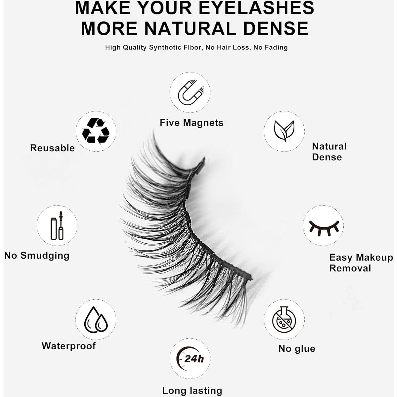 Pestañas Magnéticas Richsky 3D Reutilizables con Delineador 10ml