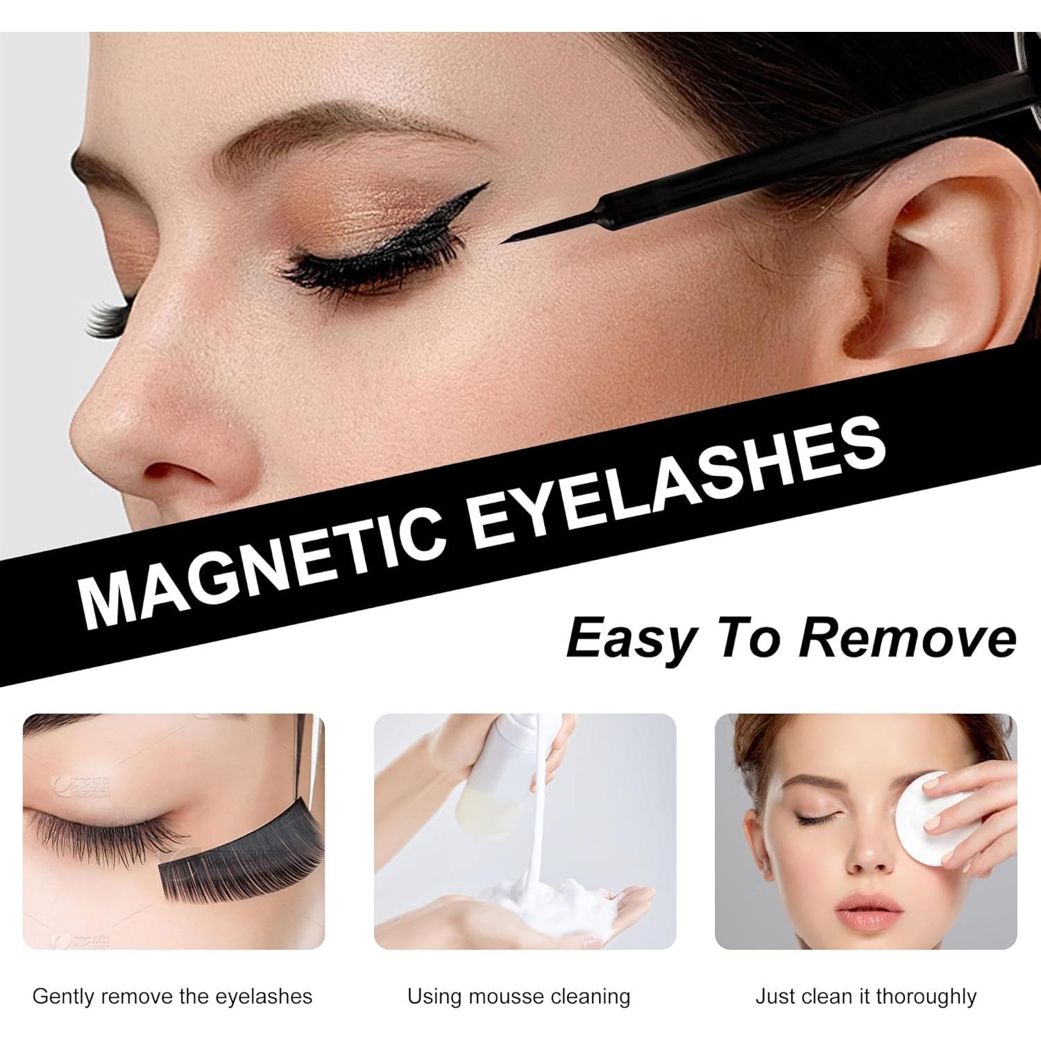 Pestañas Magnéticas Richsky 3D Reutilizables con Delineador 10ml