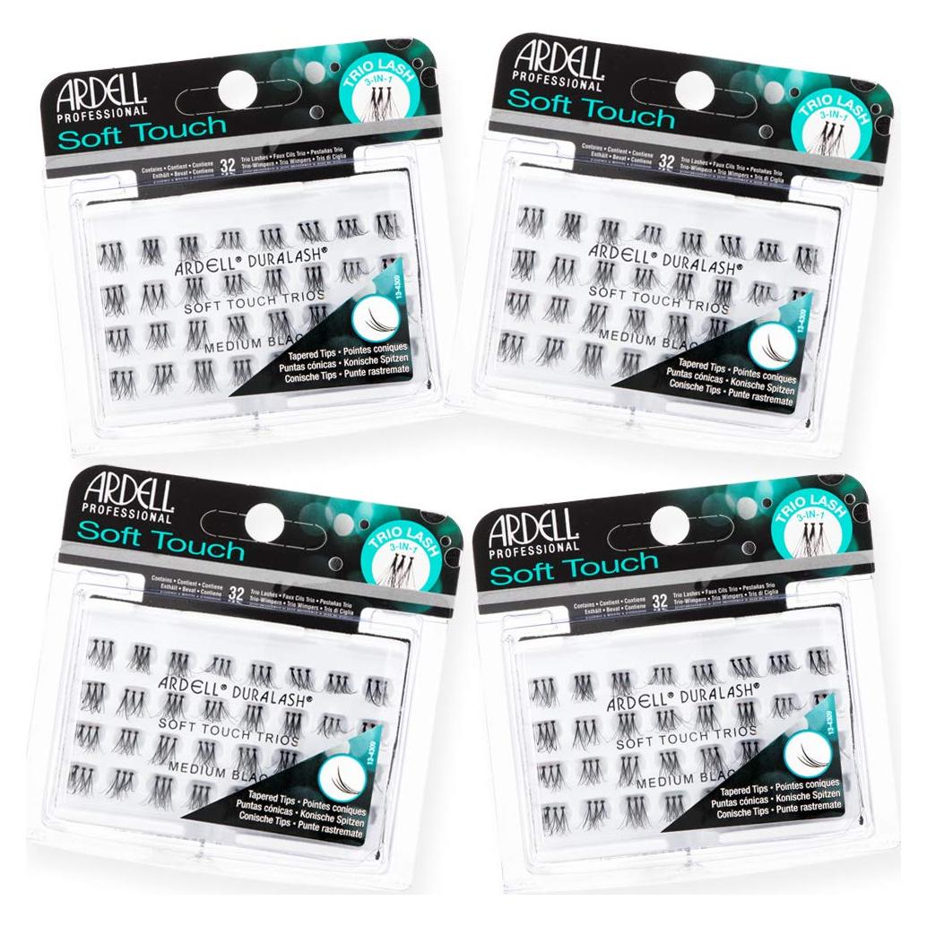 Pestañas Postizas Ardell Soft Touch Trios Negras Medianas 4 Pzas