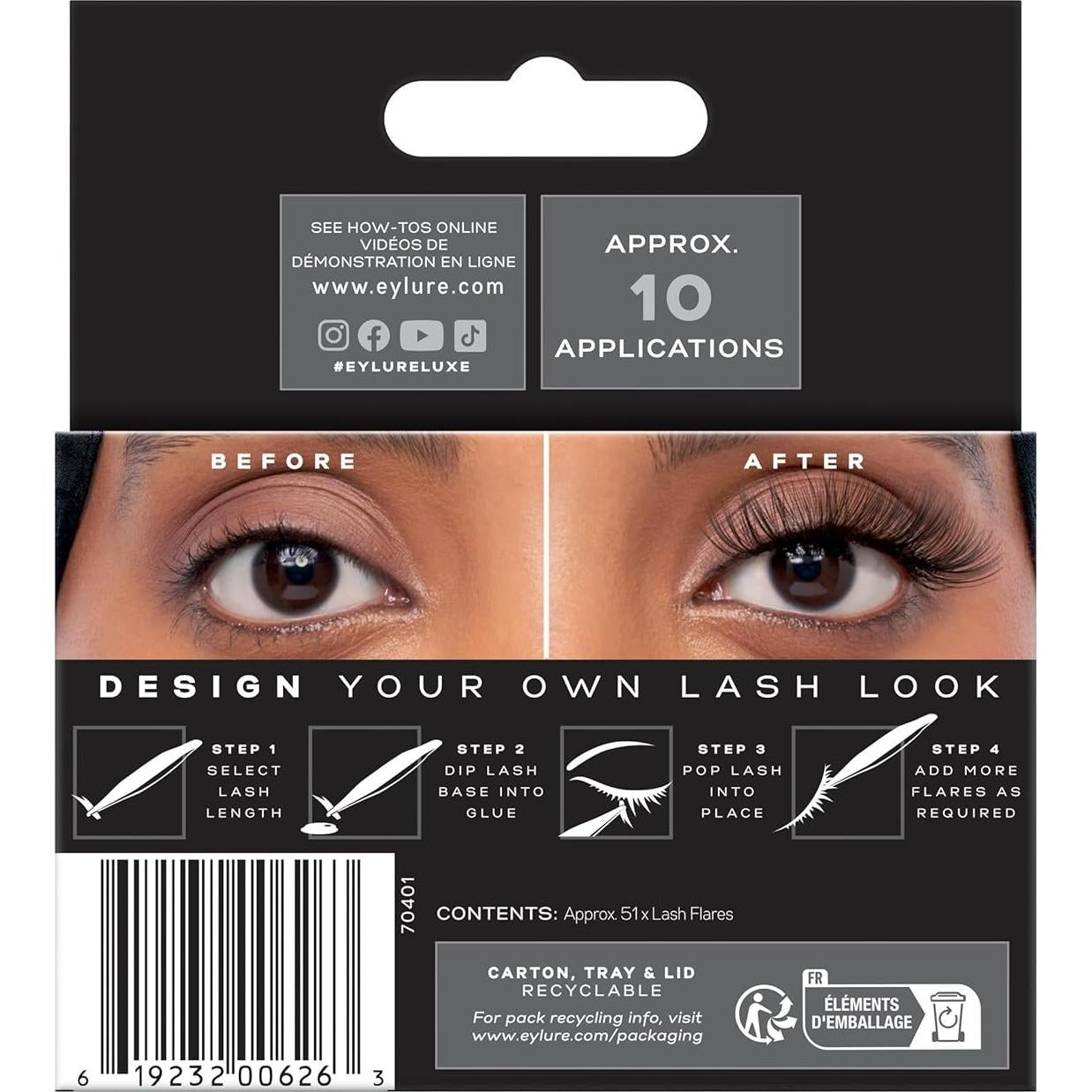 Pestañas Postizas Individuales Eylure Luxe 3D - Cortas, Medianas y Largas