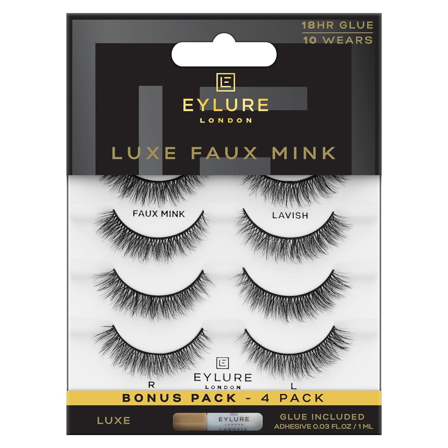 Pestañas Postizas Eylure Luxe Natural Lavish - 4 Pares + Pegamento