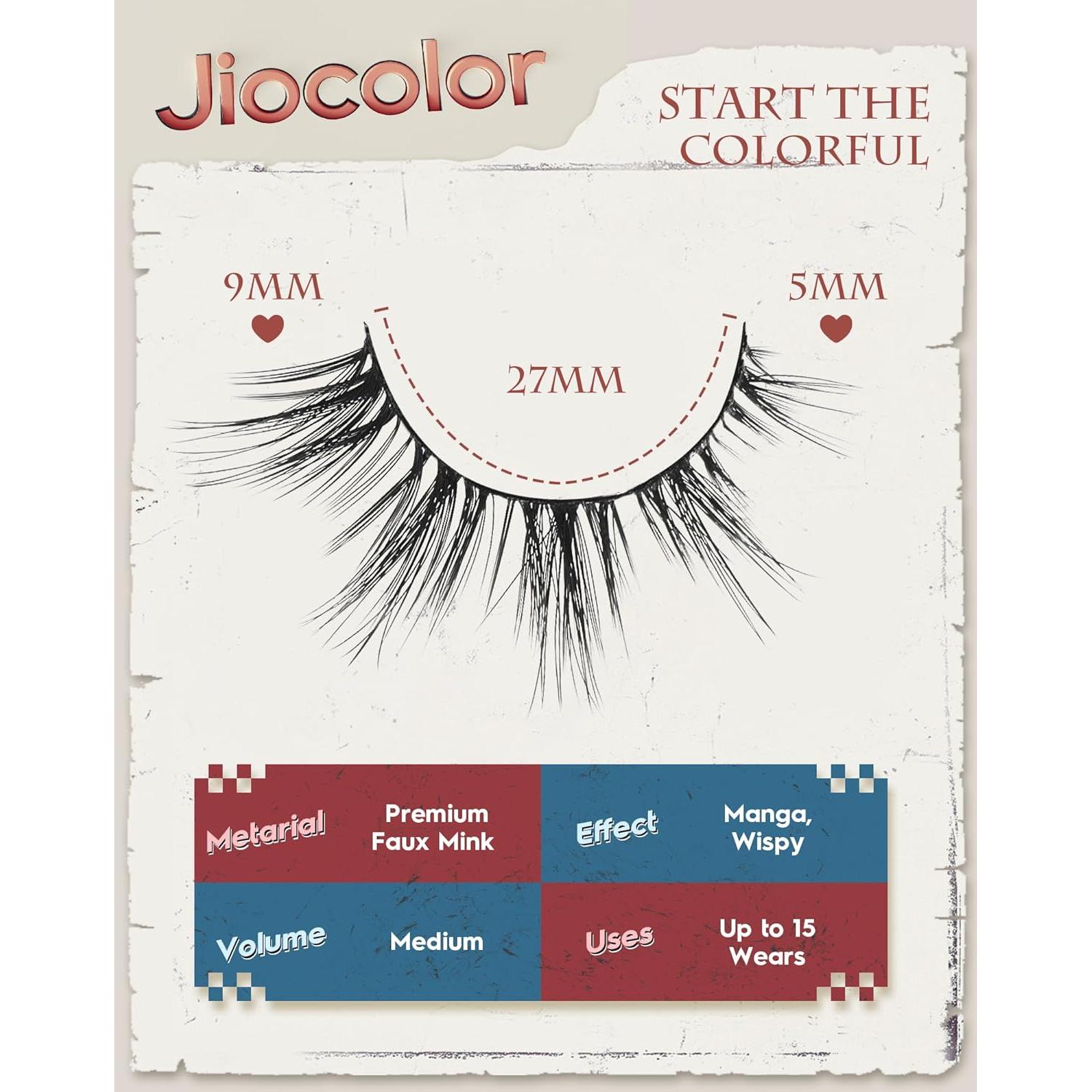 Pestañas Postizas Jiocolor S10 Ojos de Gato 13mm 7 Pares