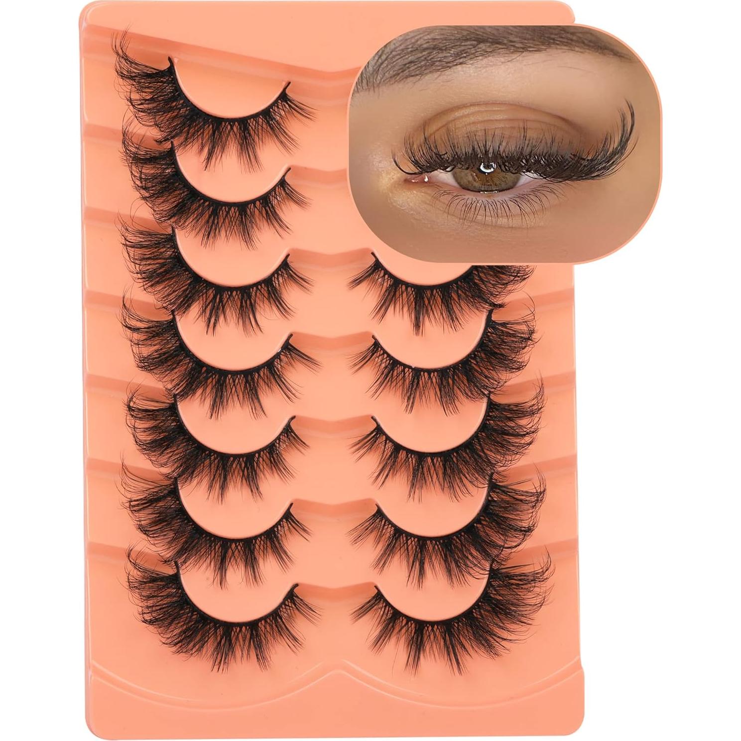 Pestañas Postizas ALICROWN 7 Pares Fluffy Zorro Naturales