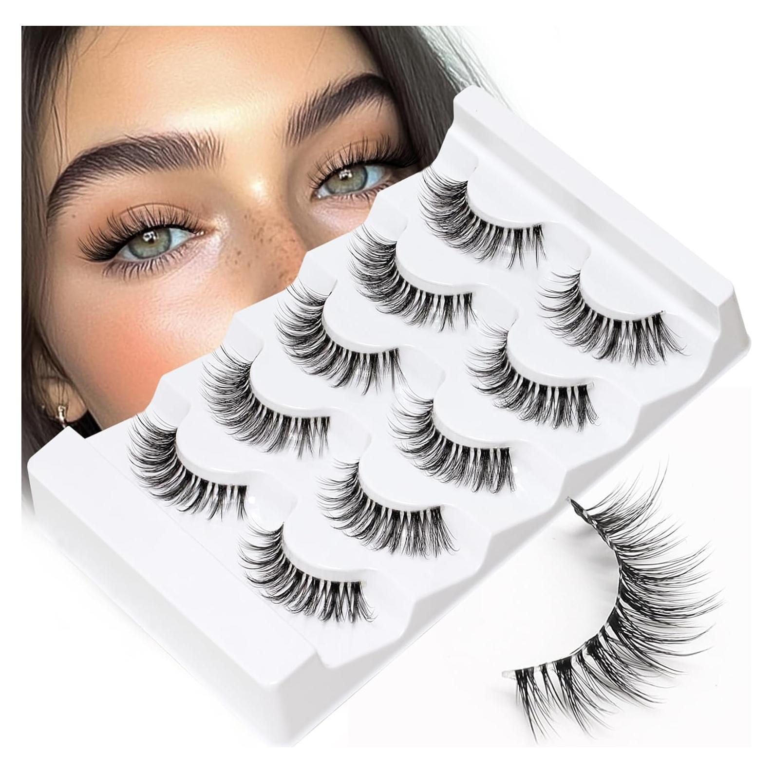 Pestañas Postizas Wispy Veleasha 5 Pares Banda Transparente