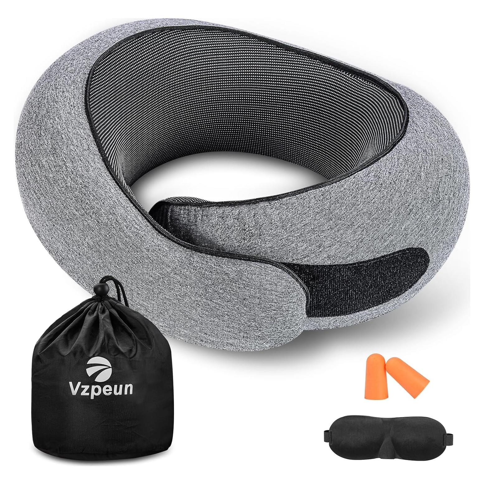 Almohada de Viaje Vzpeun con Espuma Memoria y Soporte Ergonómico