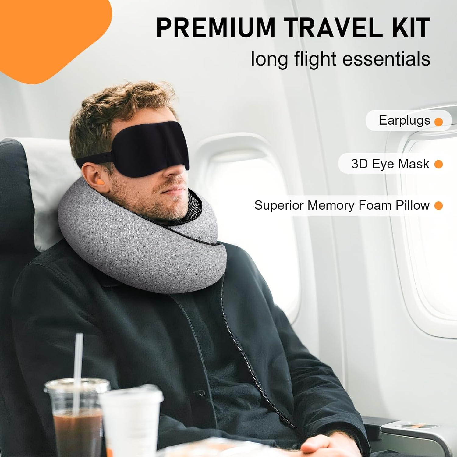 Almohada de Viaje Vzpeun con Espuma Memoria y Soporte Ergonómico