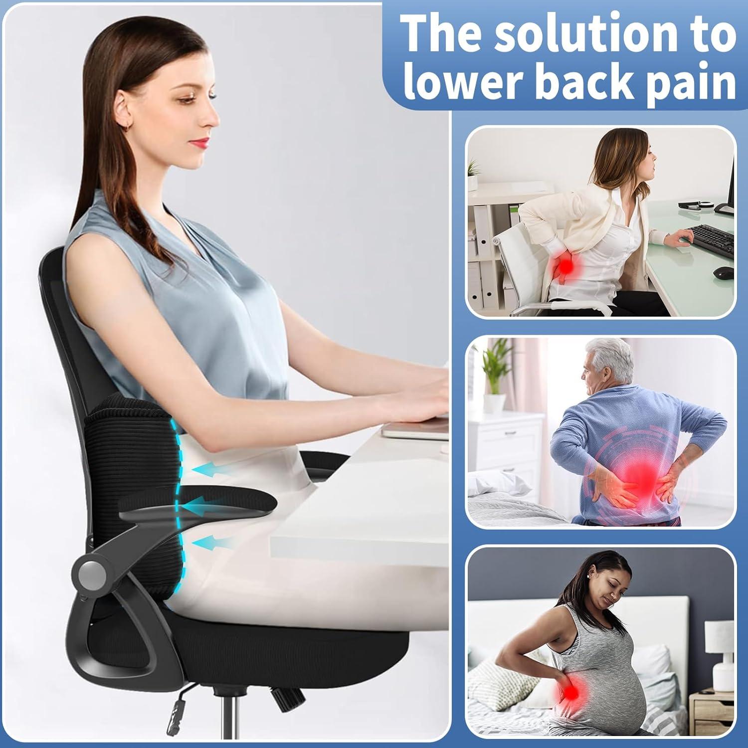 Cojín Lumbar Glyzia S Negro Terciopelo Alivio Dolor Espalda