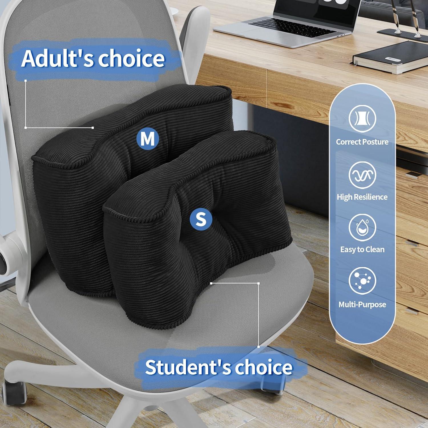 Cojín Lumbar Glyzia S Negro Terciopelo Alivio Dolor Espalda