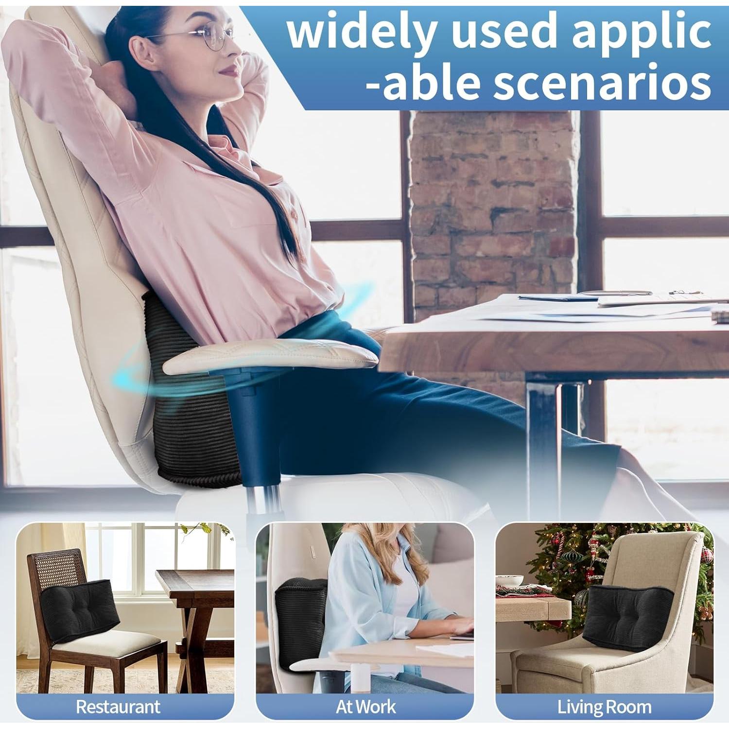 Cojín Lumbar Glyzia S Negro Terciopelo Alivio Dolor Espalda