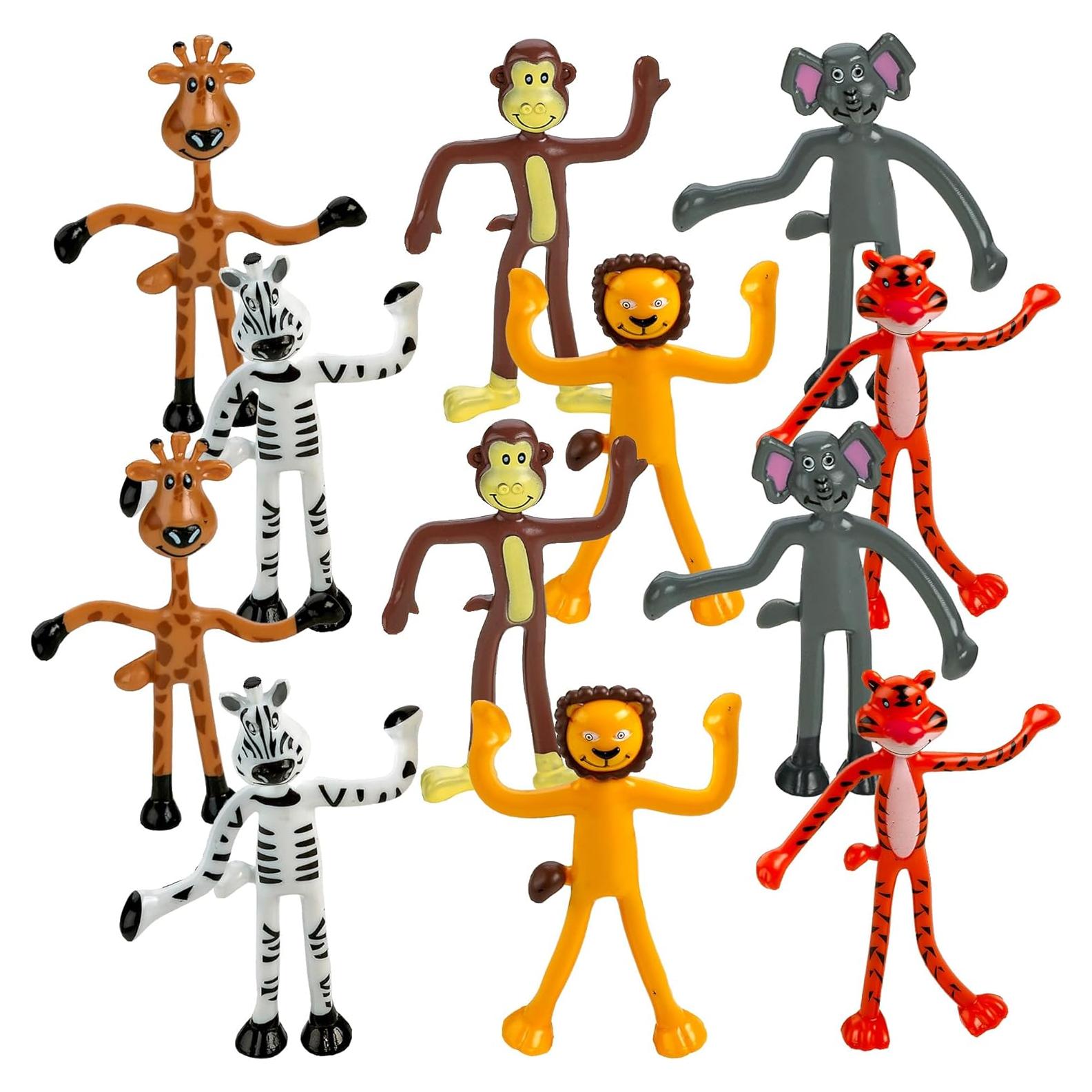 Figuras de Animales del Zoológico Flexibles Playbees - Paquete de 12