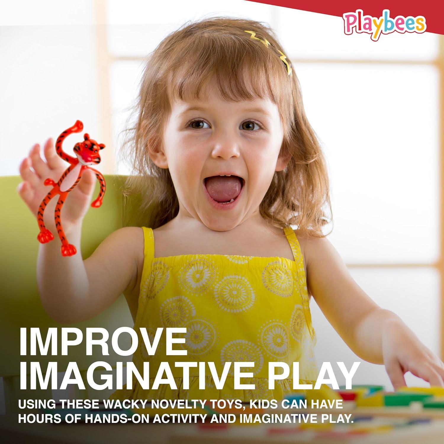 Figuras de Animales del Zoológico Flexibles Playbees - Paquete de 12