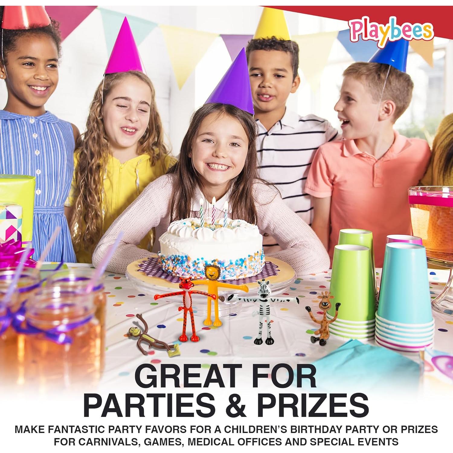 Figuras de Animales del Zoológico Flexibles Playbees - Paquete de 12