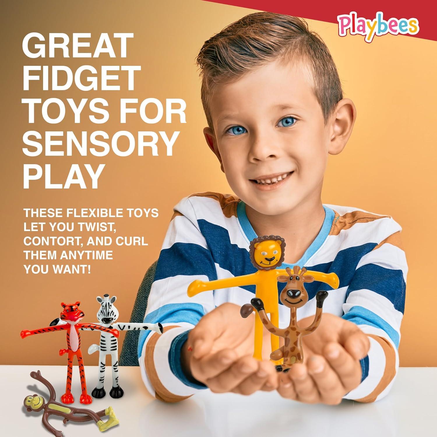 Figuras de Animales del Zoológico Flexibles Playbees - Paquete de 12