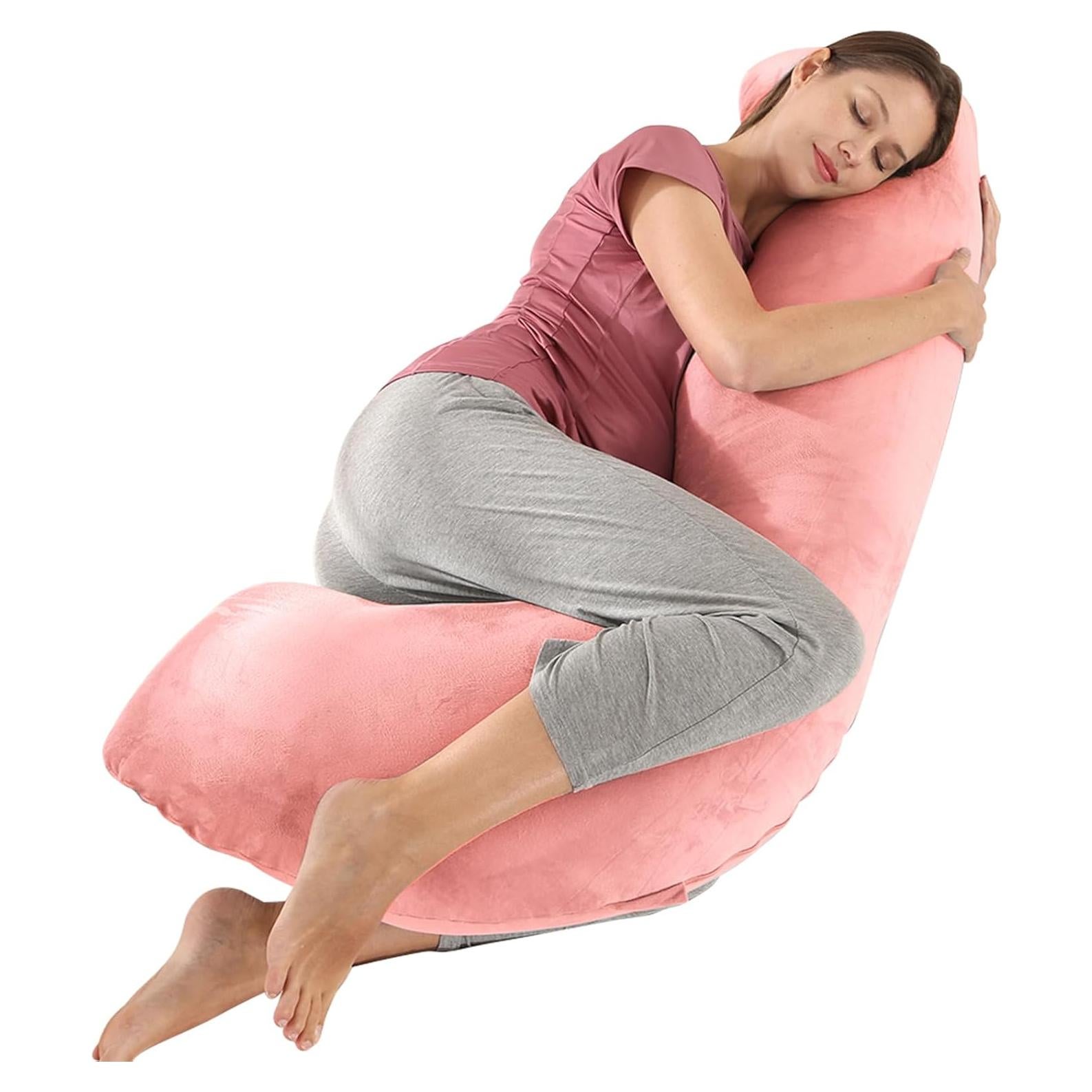 Almohada de Embarazo BATTOP Forma de J 119 cm Coco Rosa