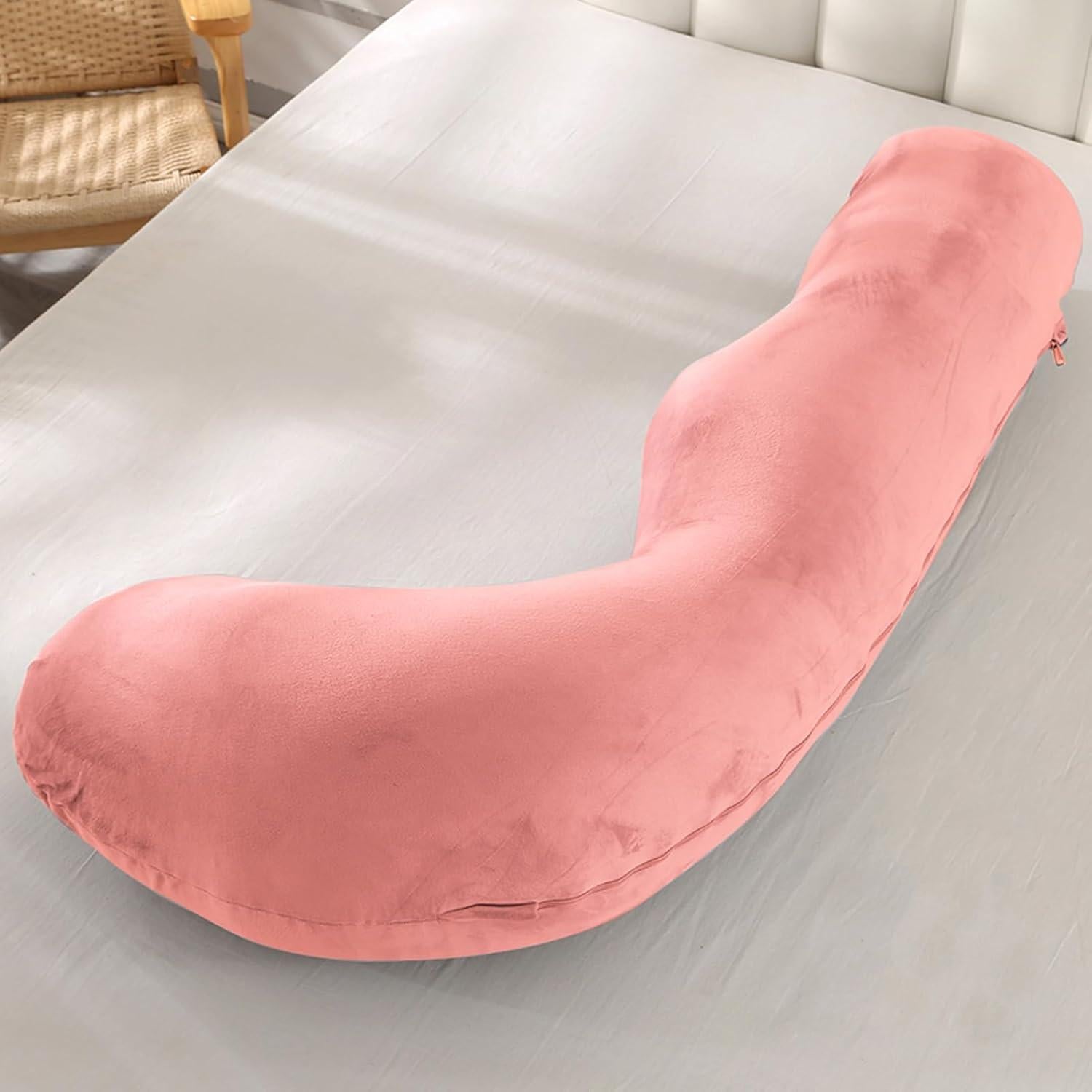 Almohada de Embarazo BATTOP Forma de J 119 cm Coco Rosa