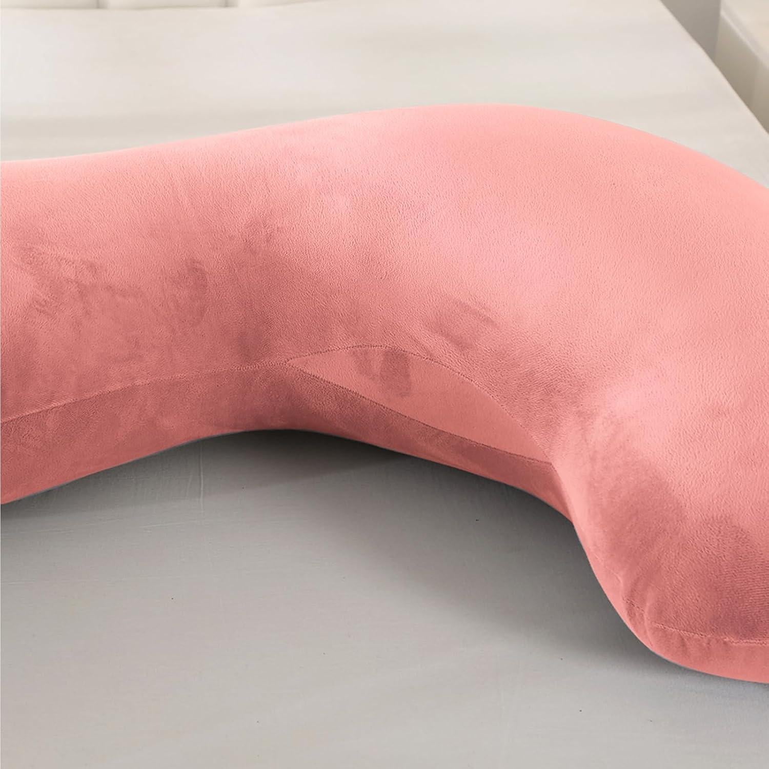 Almohada de Embarazo BATTOP Forma de J 119 cm Coco Rosa