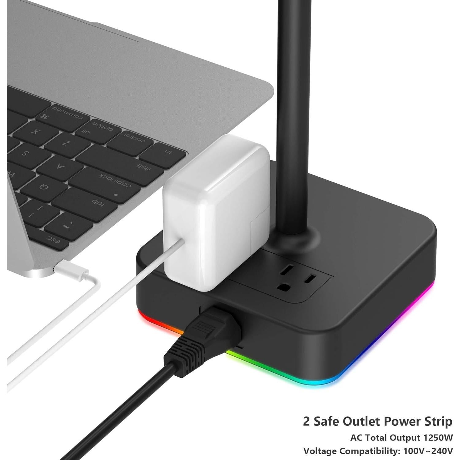 Soporte para Auriculares RGB KAFRI con Cargador USB 3 Puertos