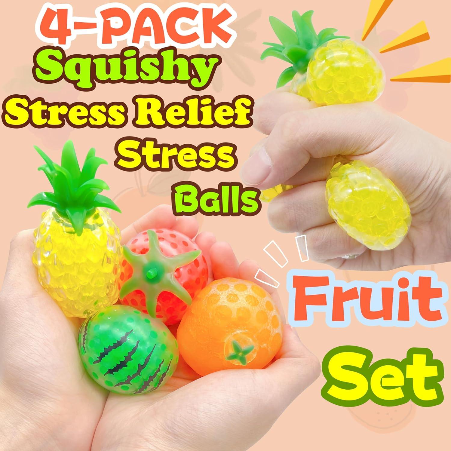 Pelotas de Estrés de Fruta ZTATU - 4 Pzs Mini Squishy