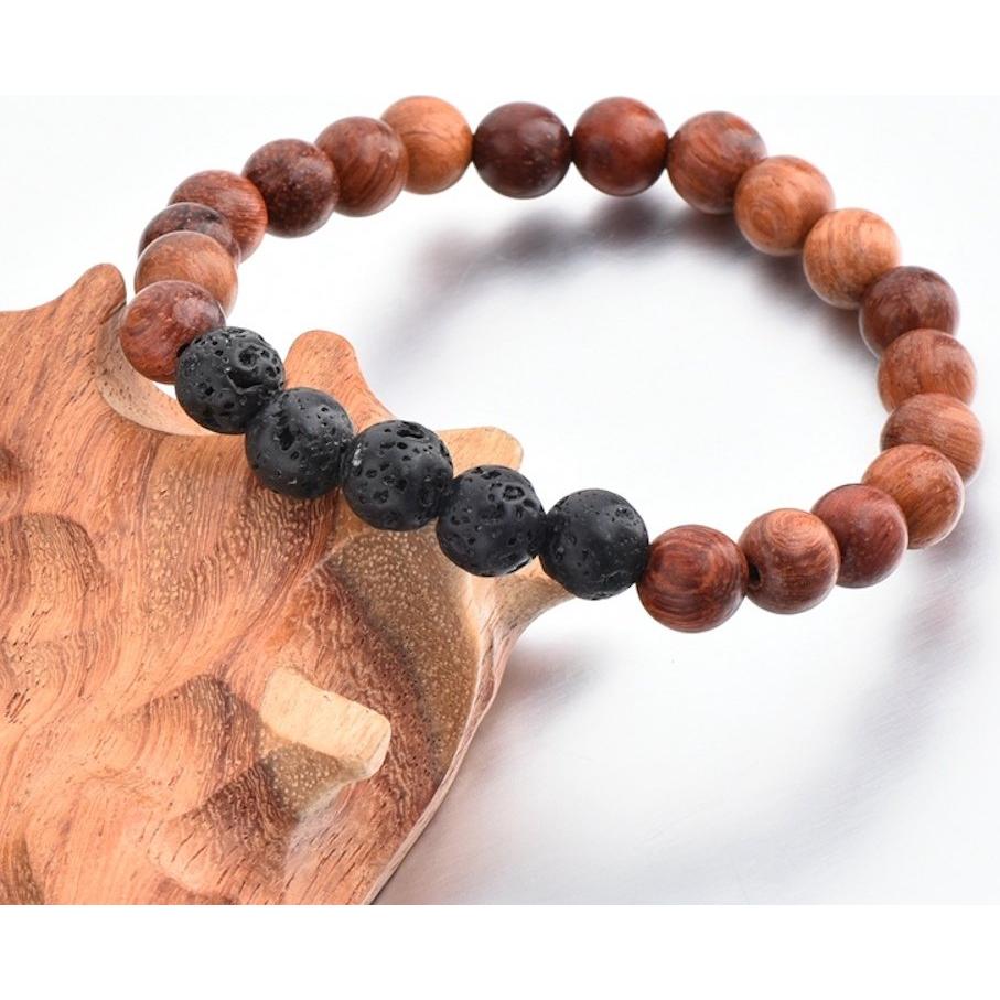 Pulsera difusor de aceite esencial Manhattan Edge de lava y madera