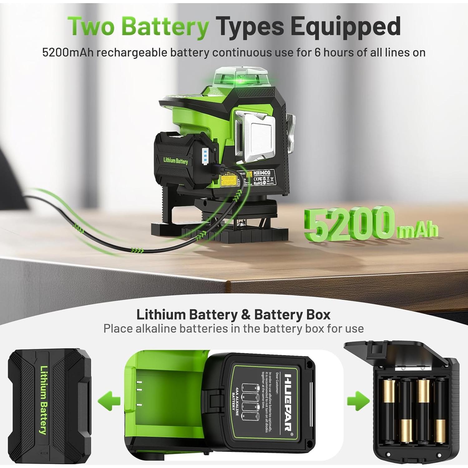 Nivel Láser Huepar 360 Autonivelante Verde 4D HX04CG